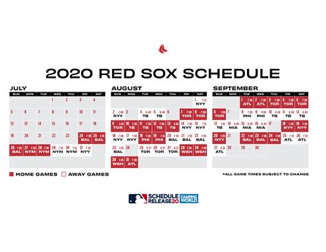 Red Sox 2022 Printable Schedule